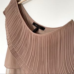 BCBG Maxazria Nude One-Shoulder Dress, XS
